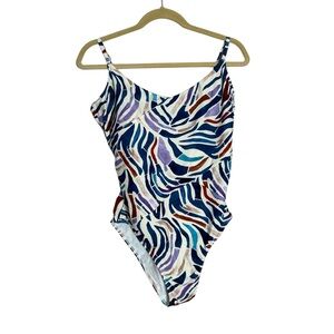 Summersalt The Marina Watercolor Zebra Striped One Piece Swimsuit Size 12